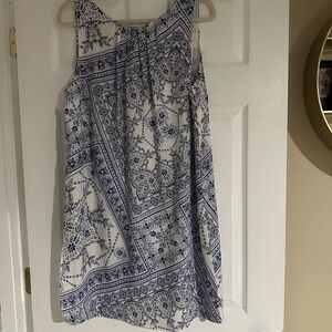 H&M Blue and White Patterned Mini Dress